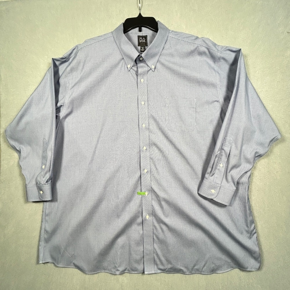 2 Jos. A. Bank Traveler Cotton Shirts Mens 20X35 Navy & Baby Blue Houndstooth